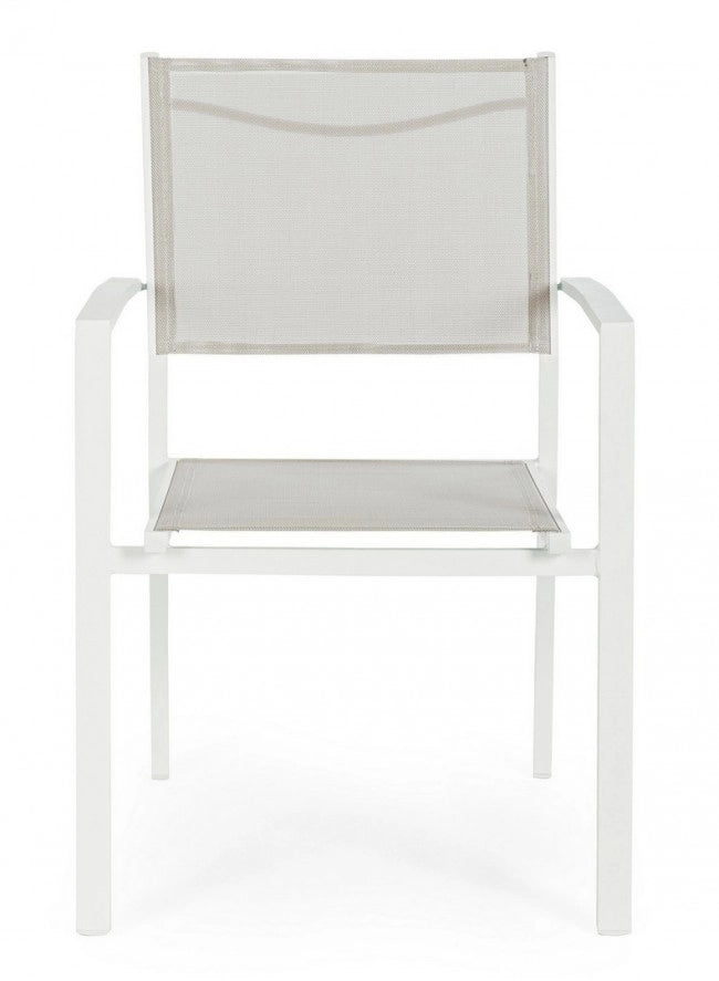 Sedia Con Braccioli Hilde Bianco Cloud In Alluminio