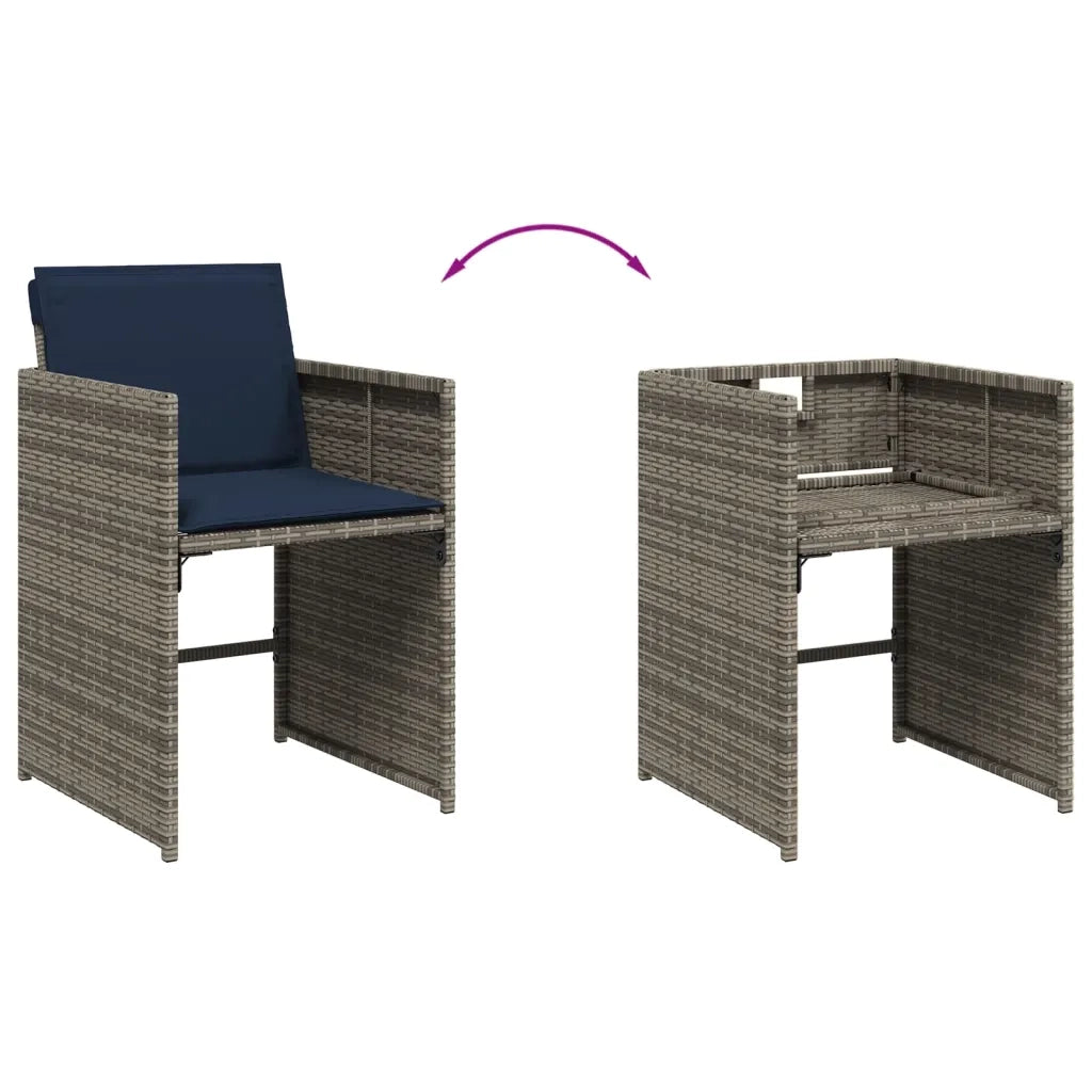 Set da pranzo da giardino da 11 pz con Cuscini in Polyrattan Grigio 3277920