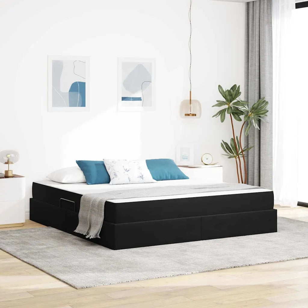 Letto con contenitore e materasso Nero 160 x 200 cm Velluto 3399732
