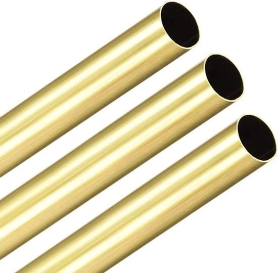 Tubo in rame - Forma rotonda - Ottone - Conico - H65 rame - Senza saldatura - 300mm lunghezza - 1,5mm diametro esterno - Adatto per condotte - Color oro 3 pezzi - Sistema di tubi