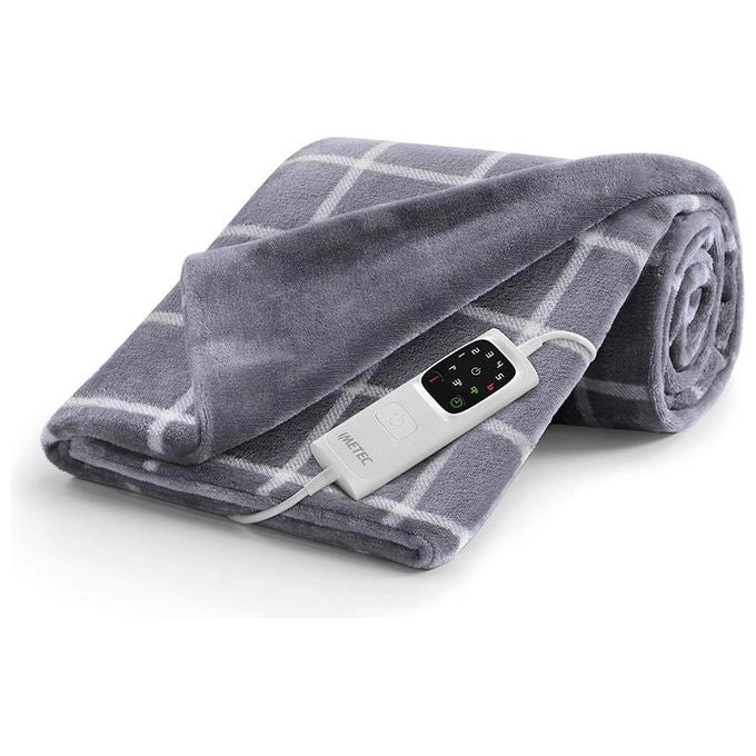 Imetec Caldoplaid Velvet Square Plaid Riscaldabile, Morbida Coperta Elettrica 150x95 cm, Basso Consumo, Tecnologia Adapto, Dispositivo di Sicurezza, Rapido Riscaldamento, 6 Temperature, Lavabile