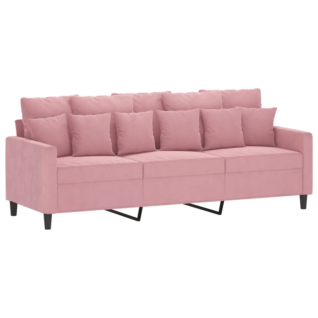 Set di Divani 3 pz con Cuscini rosa in Velluto