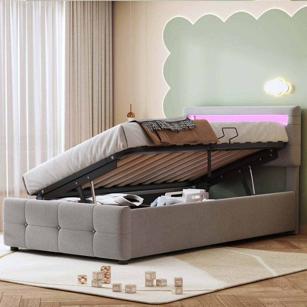 letto imbottito velluto grigio 90 x 200 cm