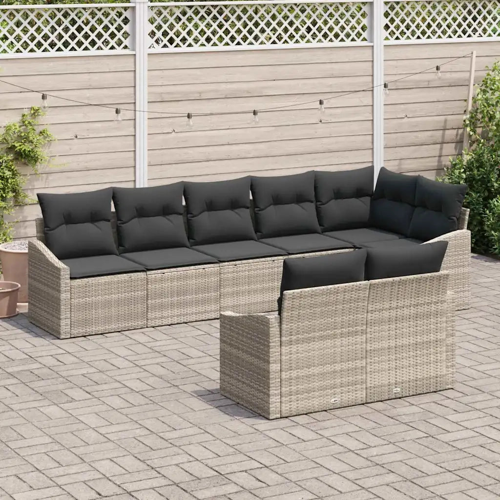 Set Divano da Giardino 8 pcs Grigio chiaro polyrattan 3355441