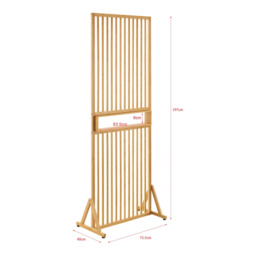 Paravento pieghevole 197 x 76 x 40 cm bambù naturale 03_0010227