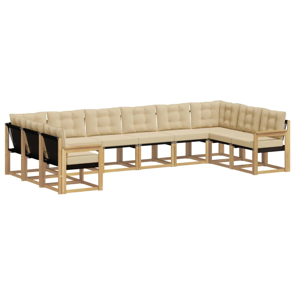 Set di divani da esterno con cuscino 10 pcs Bianco e Beige 3389903