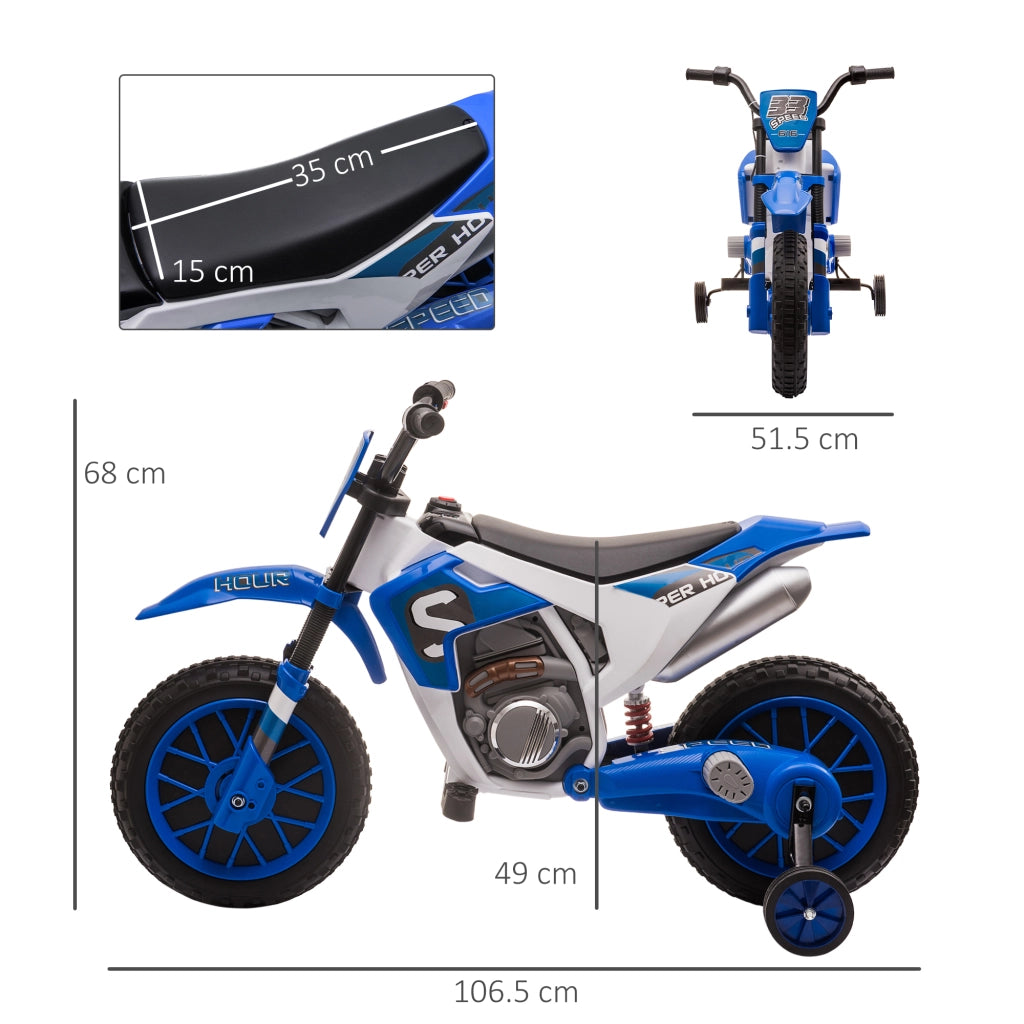 Moto Elettrica Cross per Bambini 3-5 Anni ¨C Xylo ¨C Batteria 12V, Blu, 106.5x51.5x68cm