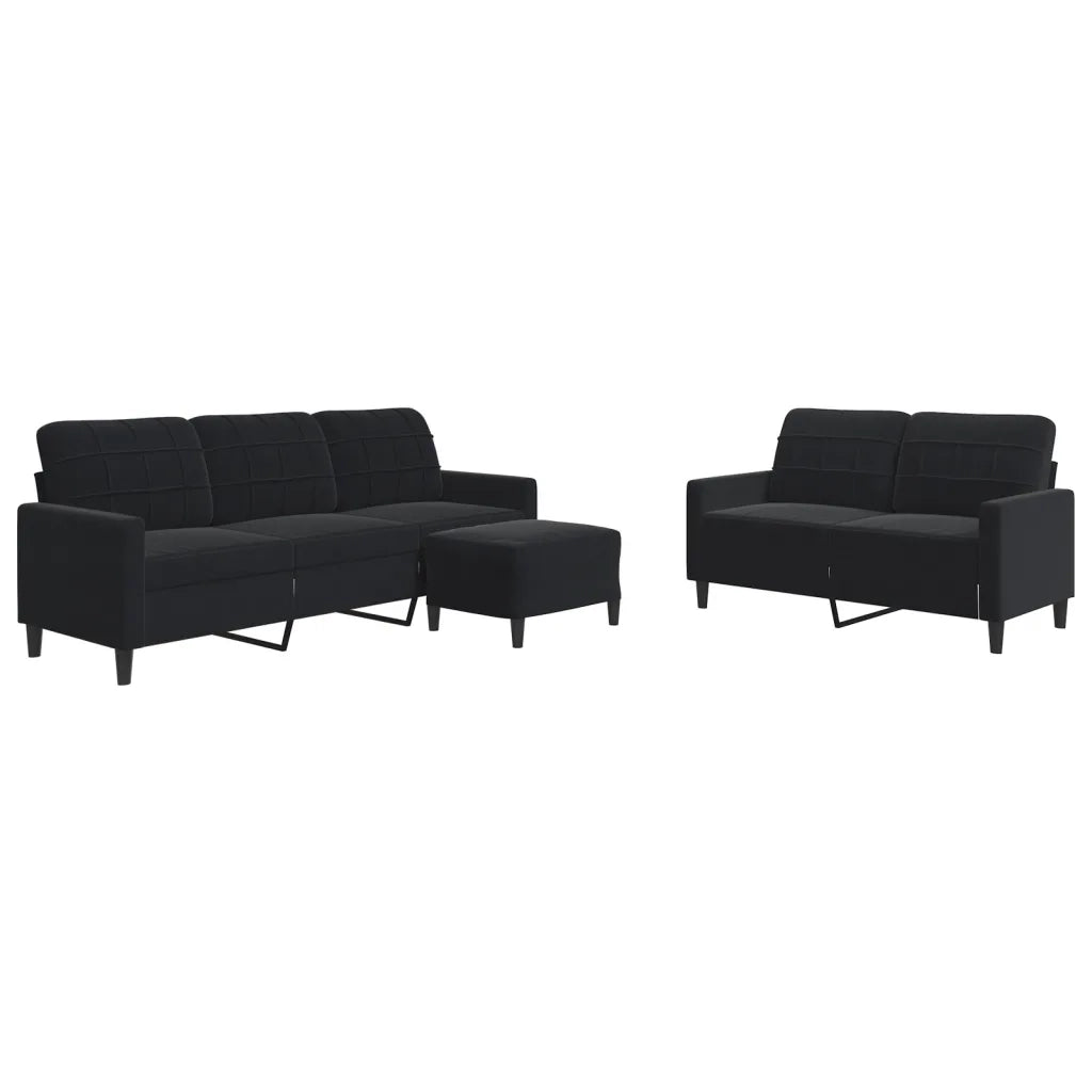 Set di Divani 3 pz con Cuscini Nero in Velluto 3278406