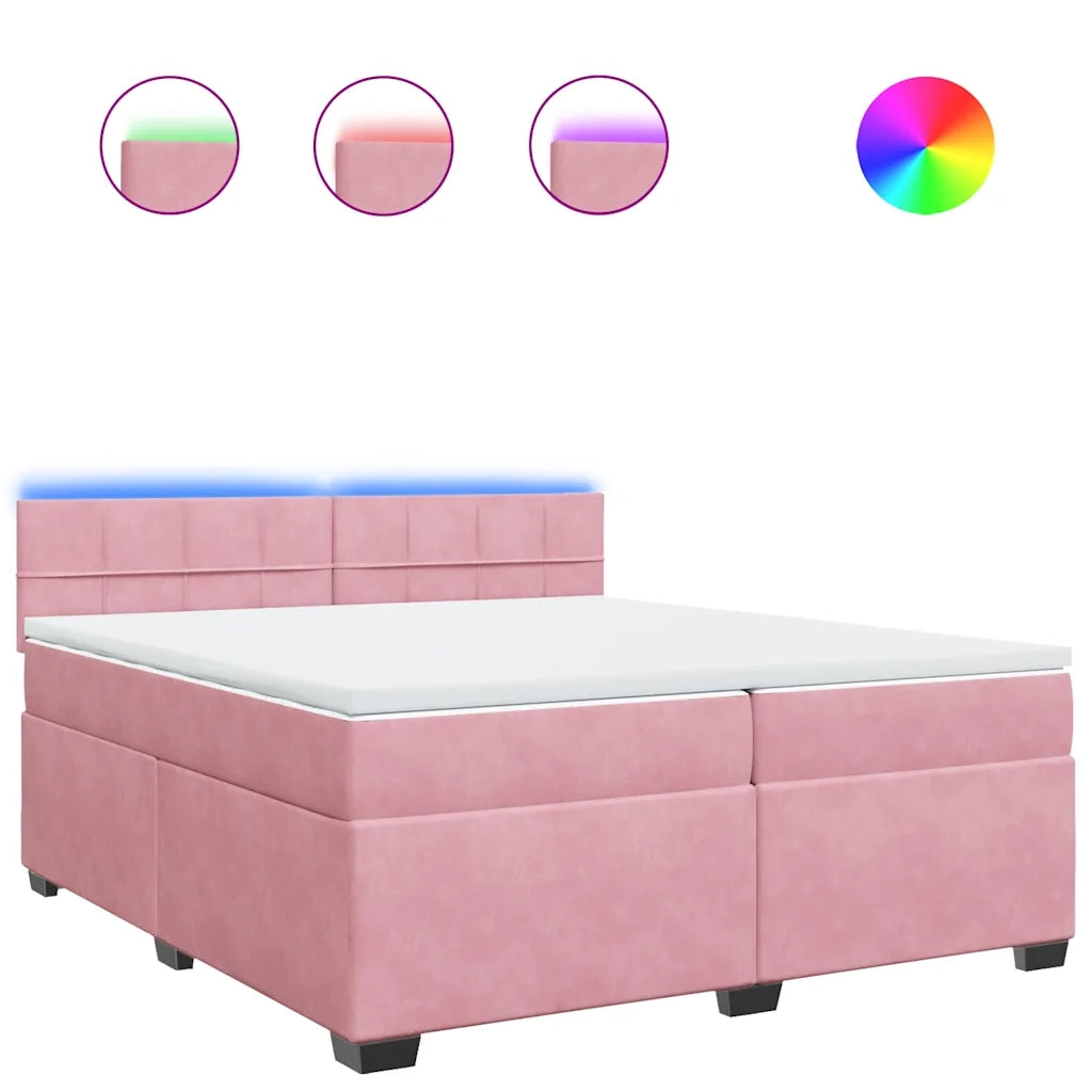 Giroletto a Molle con Materasso Rosa 200x200 cm in Velluto 3288707
