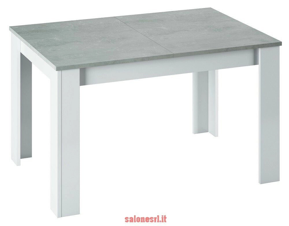 KIT TAVOLO ALLUNGABILE KENDRA CM 90X140/190X78 BIANCO / CEMENTO