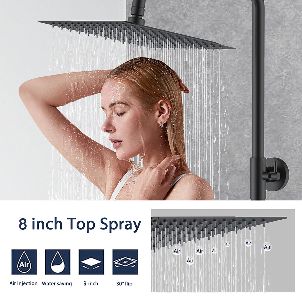AICA ITALY Colonne Doccia Termostatiche, Sistema Doccia con Miscelatore Termostatico a 38℃ e Doccetta Quadrata 220x64mm Nero