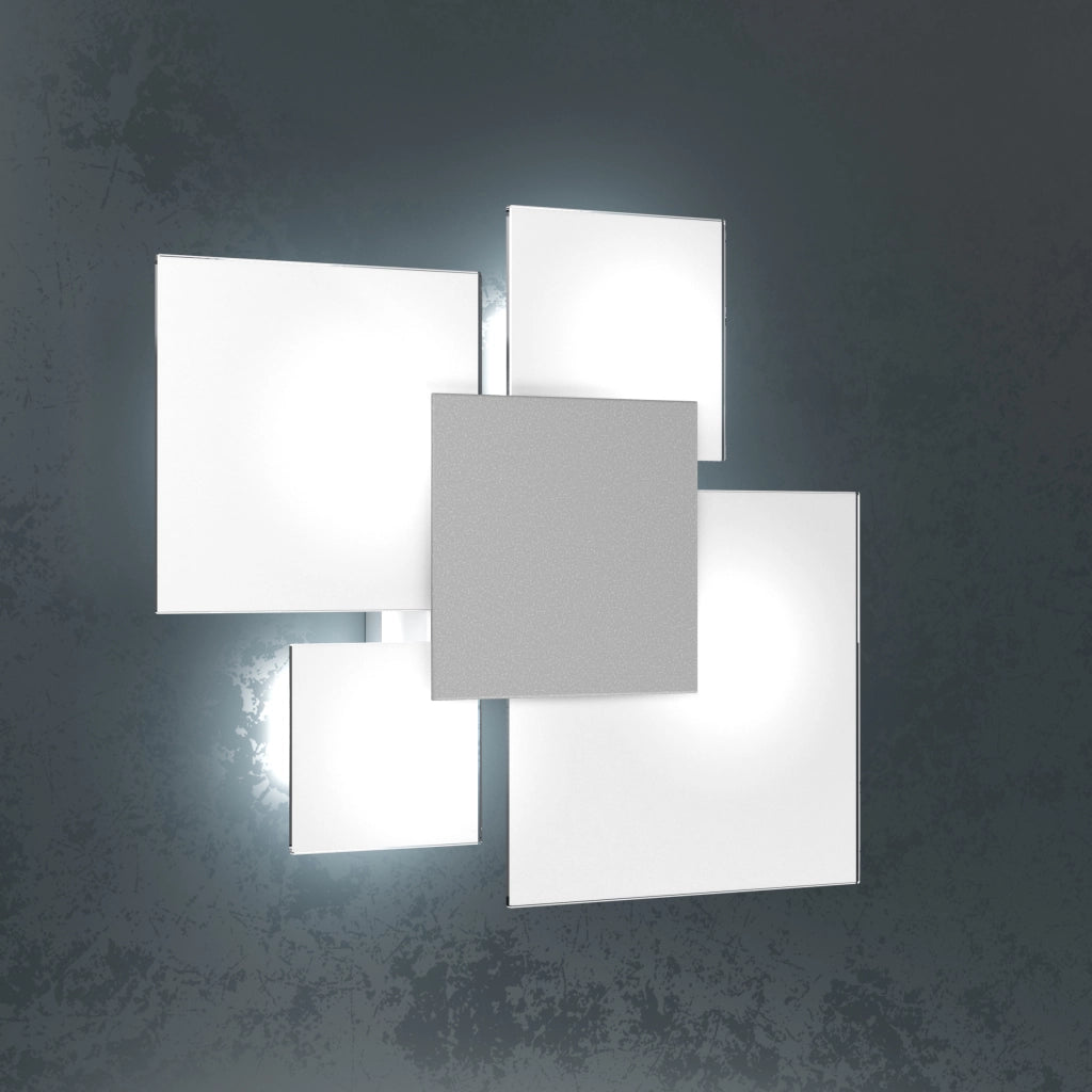 Toplight Plafoniera da soffitto rettangolare Upgrade 4 luci con attacco GX53, struttura colore grigio e bianco, design moderno 46x42x15cm