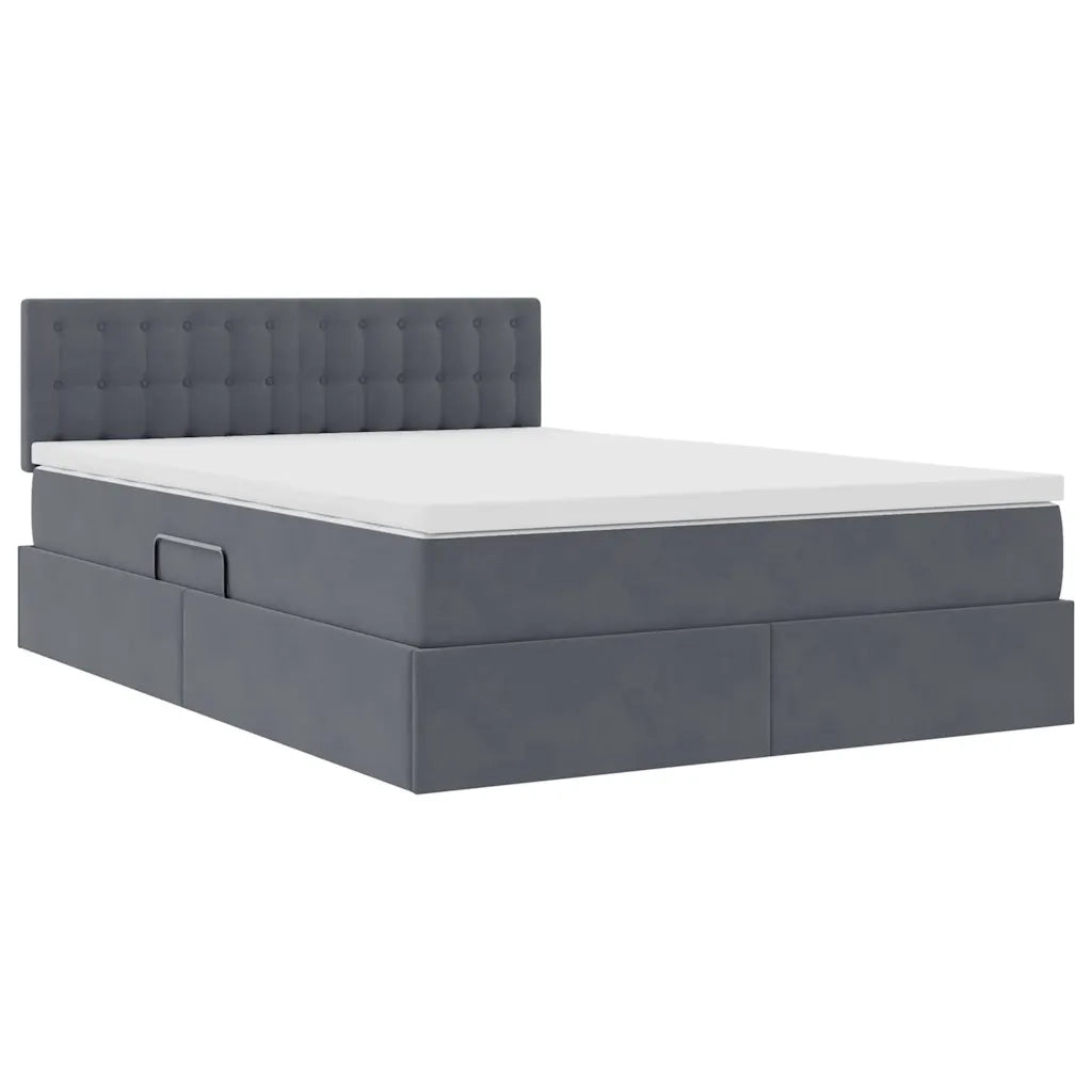 Letto con Contenitore Grigio scuro 140 x 200 cm Velluto