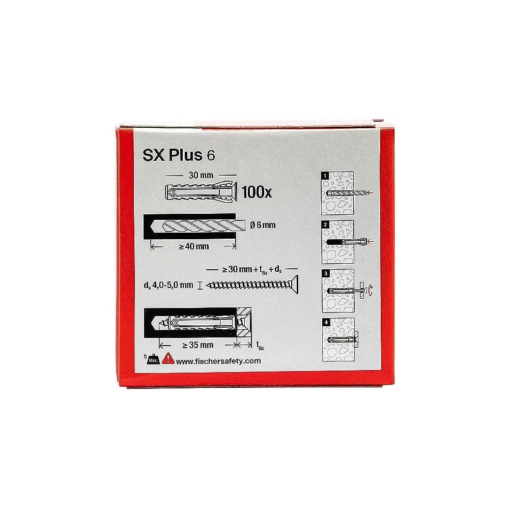 Fischer sx plus 6mm - 100pz tassello in nylon con espansione a 4 settori