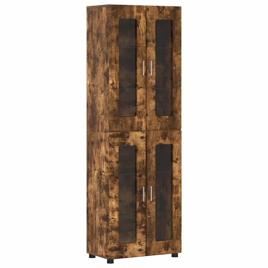 Credenza | Madia | Buffet da pranzo | Armadio da pranzo FLORIN Rovere fum¨¦ 60 x 35 x 182 cm Legno multistrato