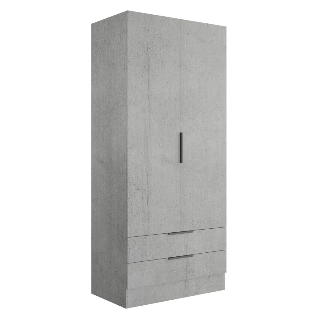 Armadio Composad cemento con 2 ante e 2 cassetti cm 82x46x184h