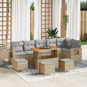 Set Divano da Giardino 12 pcs Beige e Grigio Chiaro polyrattan