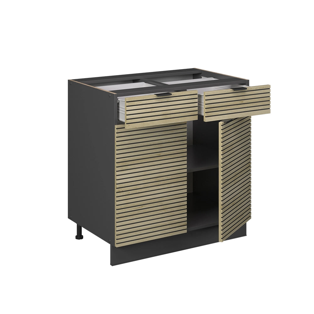Mobiletto base per cucina Fame-Line Pannello in quercia/Antracite 80 cm, PL Marmo Vicco