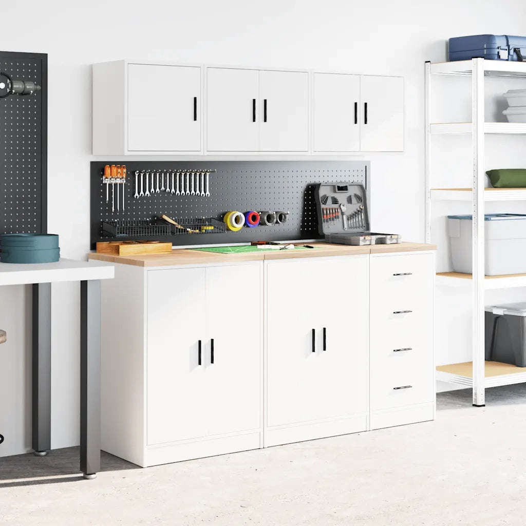 Pensile per Garage Bianco in Legno Multistrato 860643
