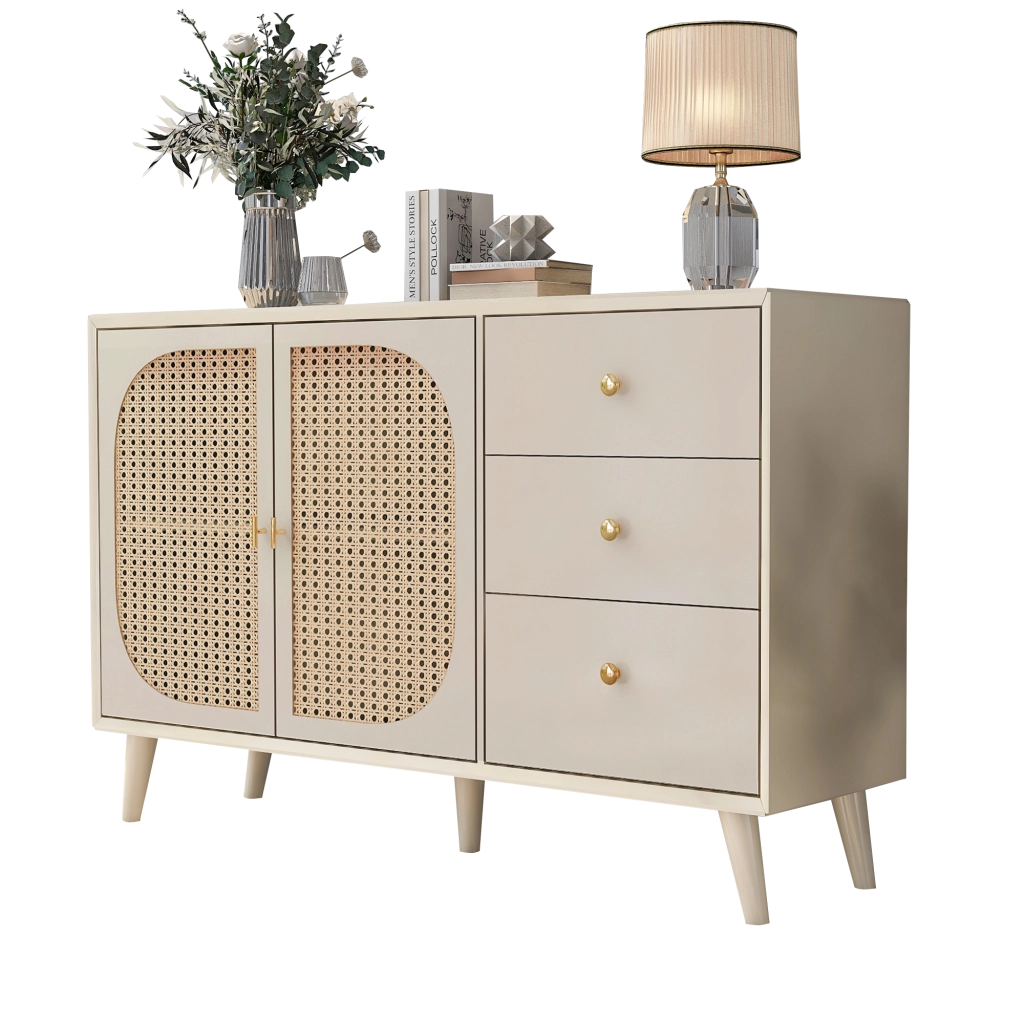 Mobile TV con Ante e Cassetti ¨C MINIMAL ¨C Bianco Crema, 120 cm