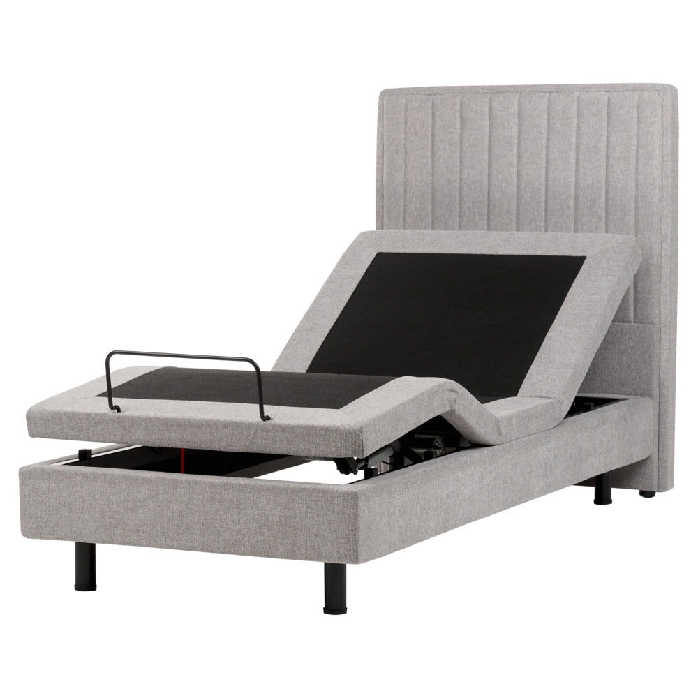 Letto Tessuto Grigio Chiaro Elettrico Regolabile con Telecomando 90 x 200 cm