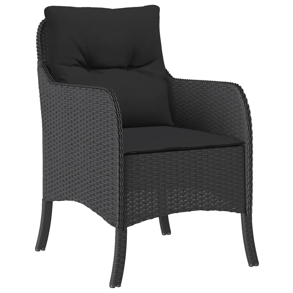 Set da Pranzo da Giardino 5 pz Nero con Cuscini in Polyrattan 3211923