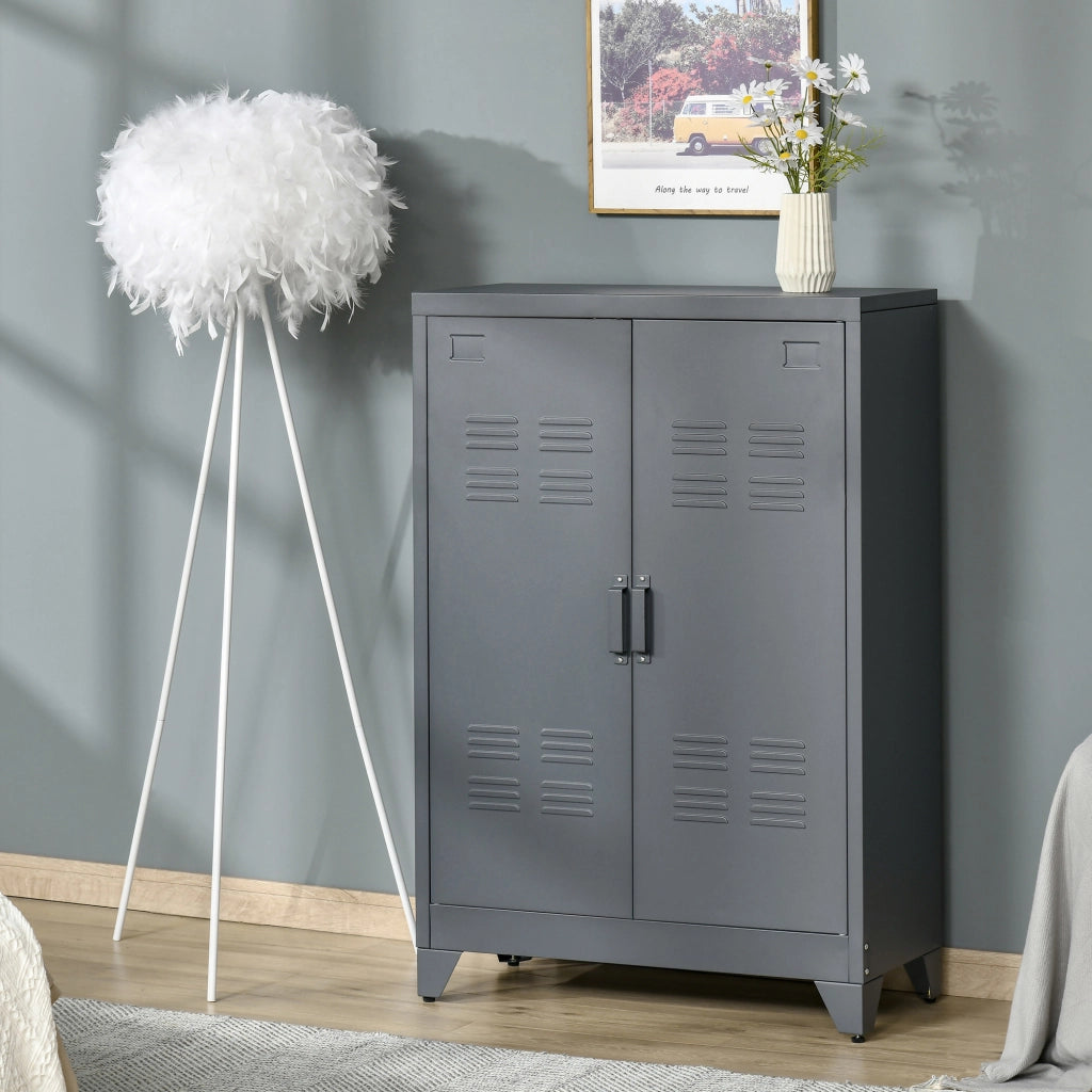 Armadio metallico con ante ¨C Minimal ¨C grigio 75x33x110 cm
