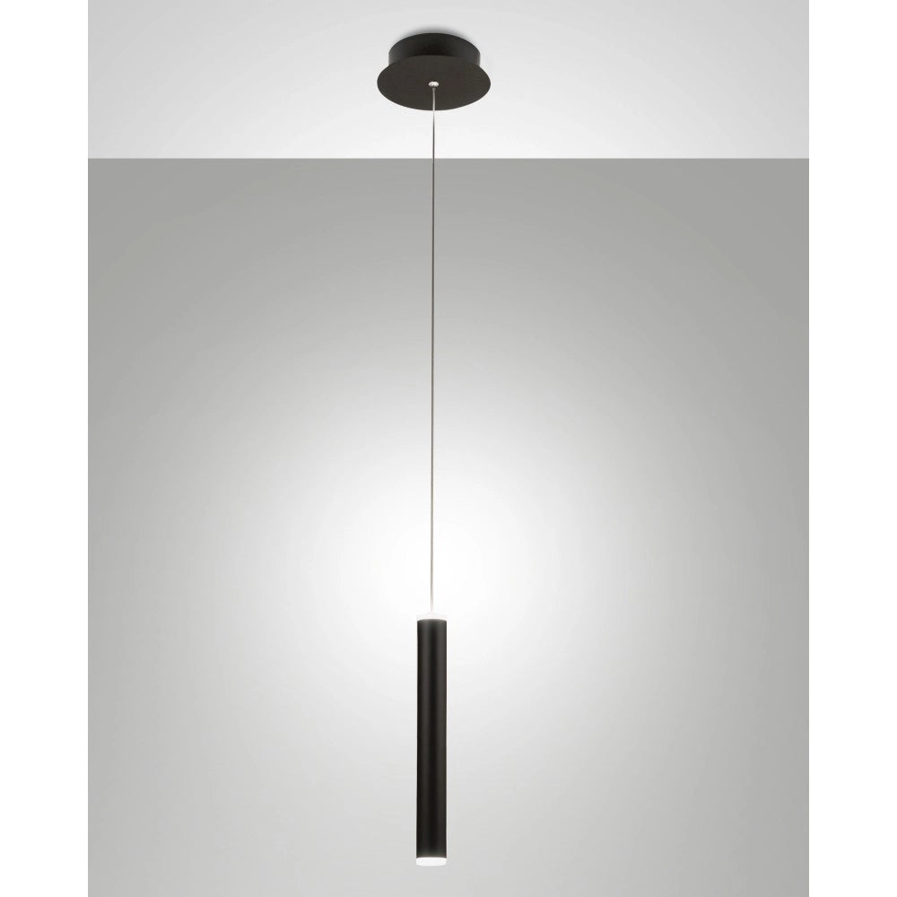 Lampada a sospensione singola nera Prado di Fabas Luce - LED 6,5W dimmerabile, design moderno