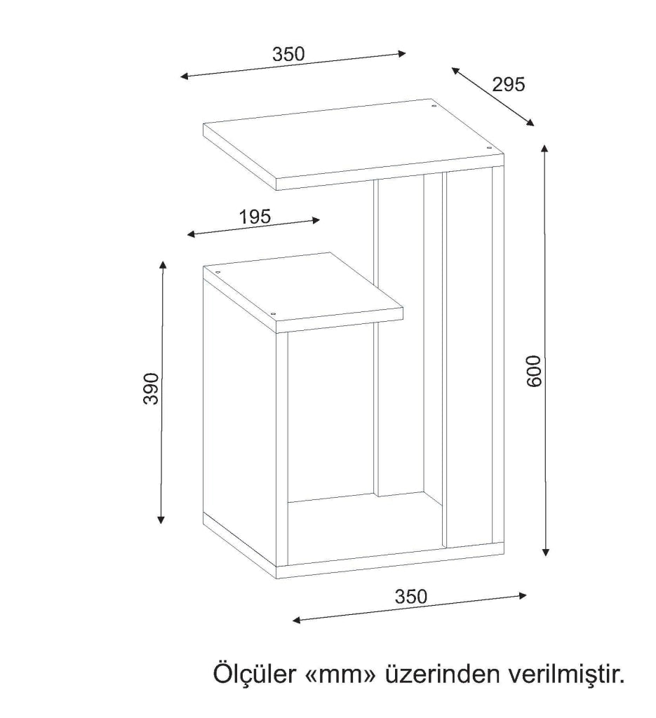 Tavolino in legno "Sister" - 35 x 29 x 60 cm - Bianco