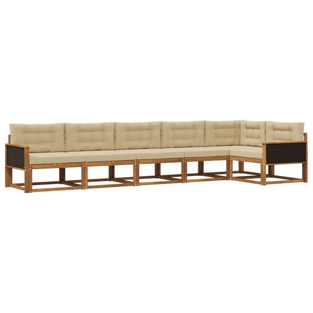 Set di divani da esterno con cuscino 6 pcs Naturale e Beige 3382596