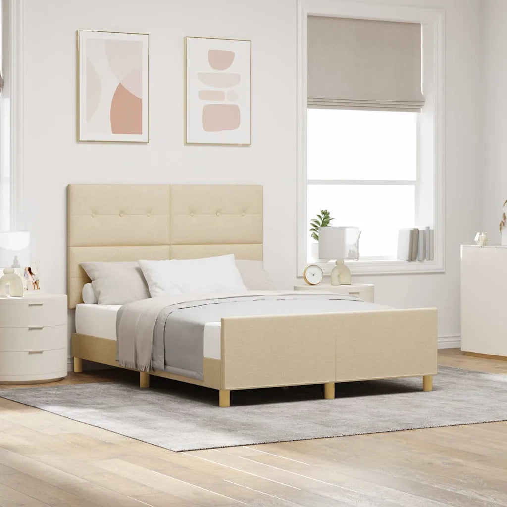 Struttura del letto con testiera Crema 140 x 190 cm Tessuto 3344730