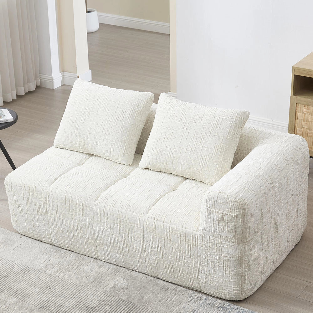 Divano 2 posti - Xylo - pronto uso con cuscino e tasche laterali, beige