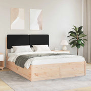 Letto con Testiera Rivestita-Struttura Letto con Testiera Nero 160 x 200 cm Pino massello 435712
