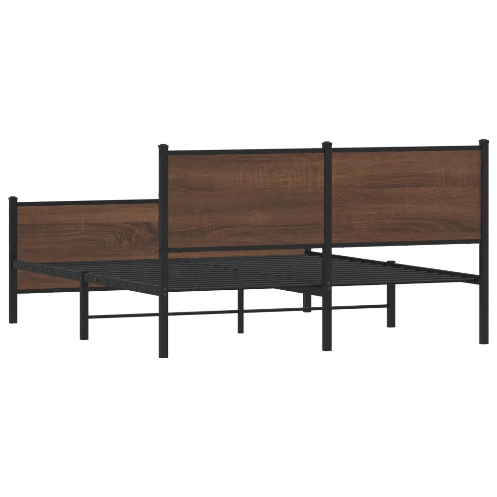 Letto matrimoniale | Letto per adulti | Giroletto senza Materasso in Metallo Rovere Marrone 140x200 cm
