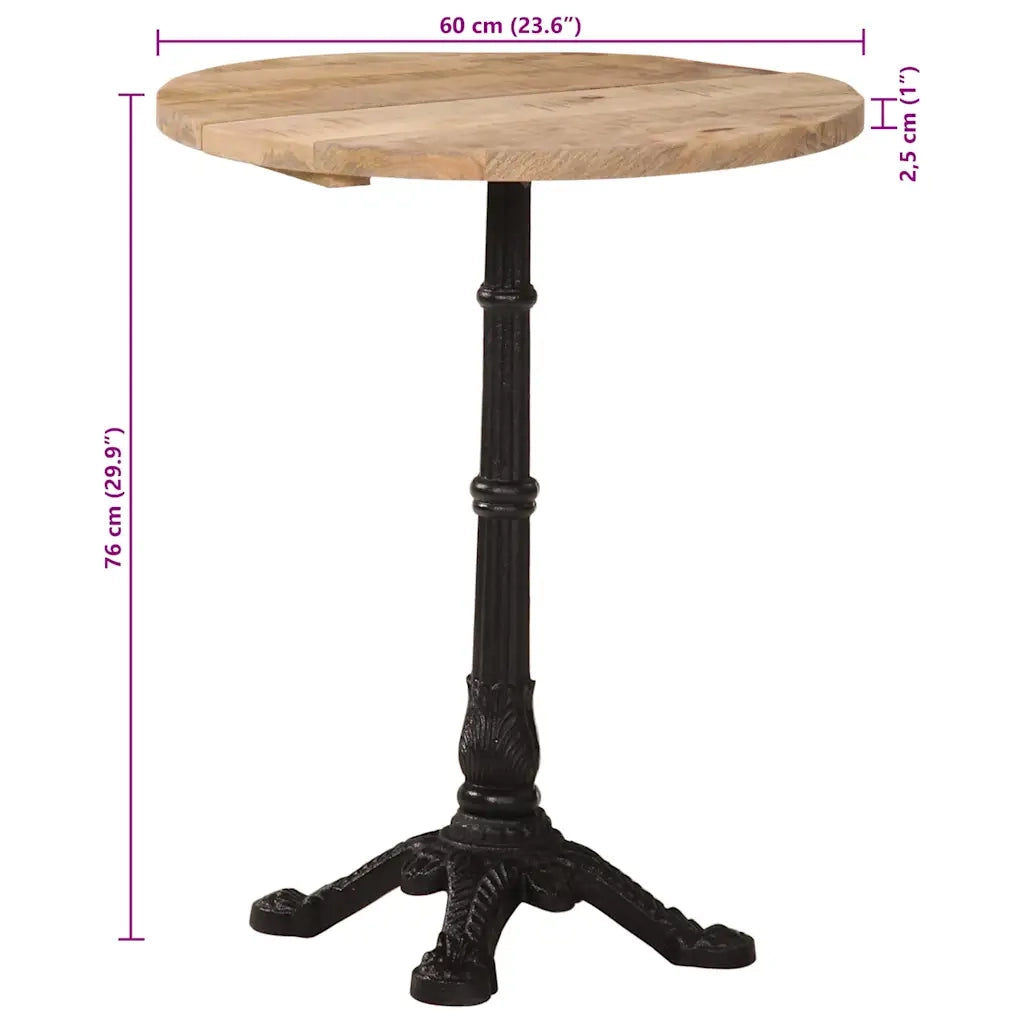 Tavolino da Bistrot Ø60x76 cm in Legno di Mango Grezzo 321087