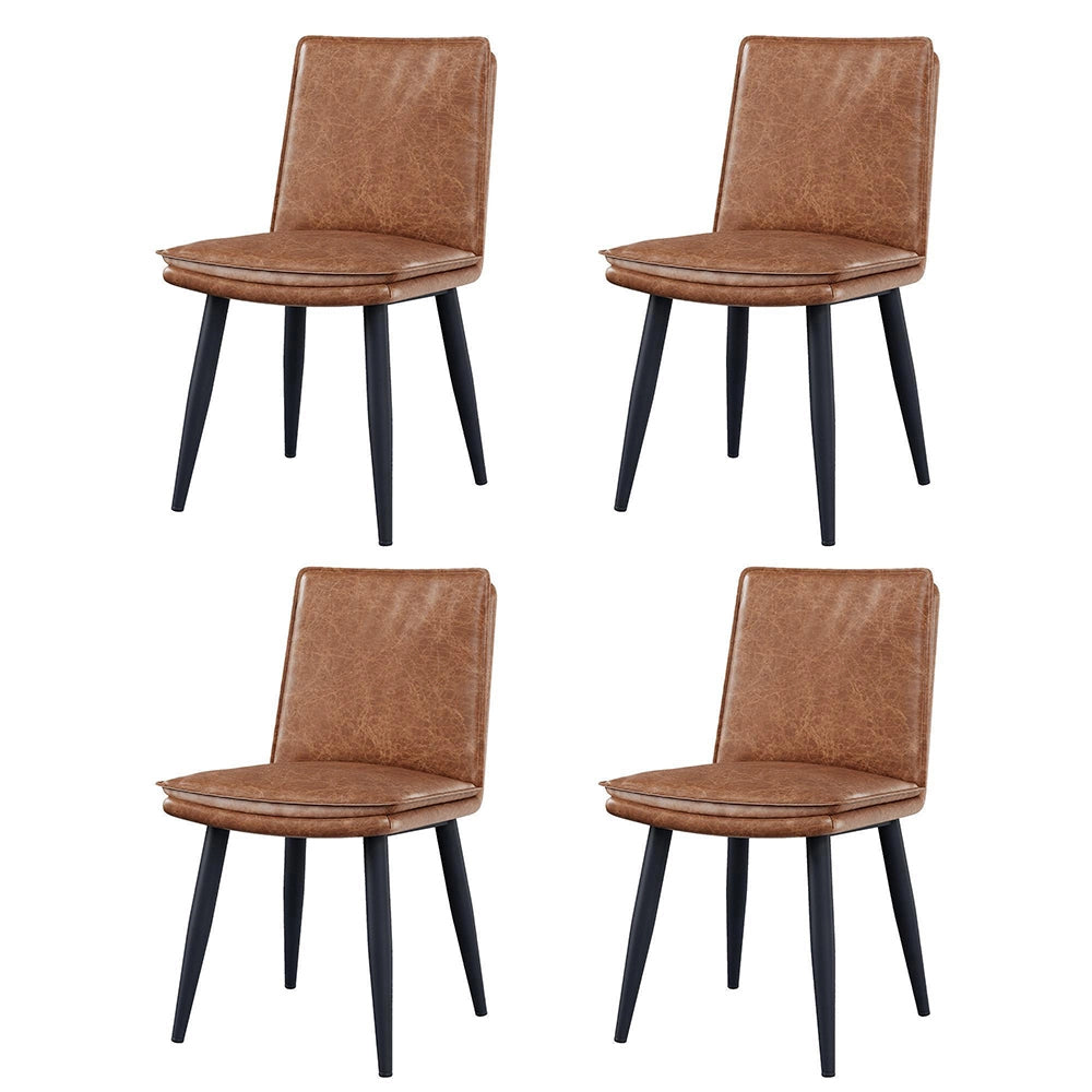 Set 4 sedie da pranzo - Xylo - PU marrone con doppio cuscino