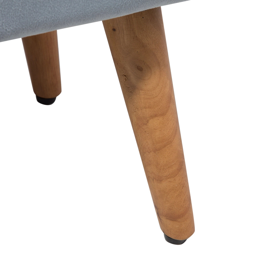 Poggiapiedi in Cotone Grigio chiaro e legno chiaro con Gambe in Legno