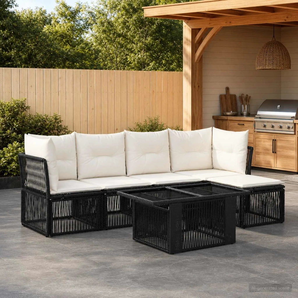 Set Divano da Giardino 6 pz Nero polyrattan 3436459
