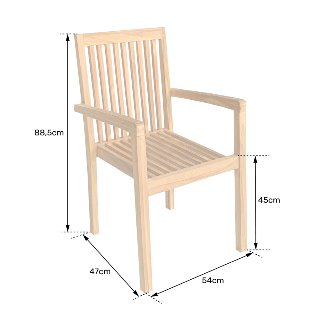 Set di 4 sedie da giardino JAVA impilabili in teak