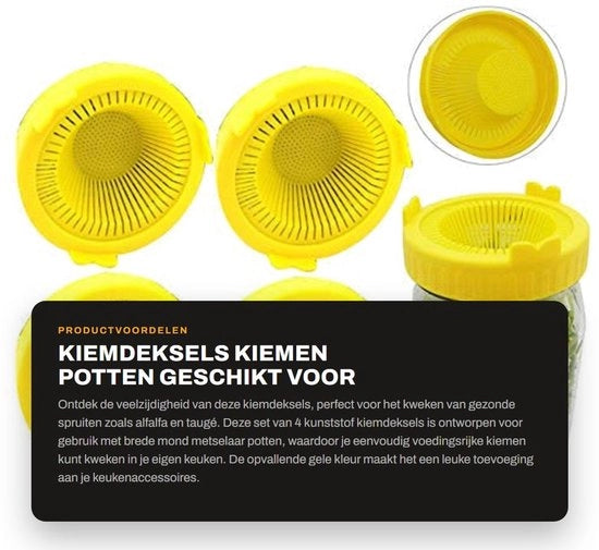 Kit di sementi 4 pezzi - Plastica - Per contenitore di semente - Sementi verdure - Spruzzi sani - Diametro 86 mm - BPA libero