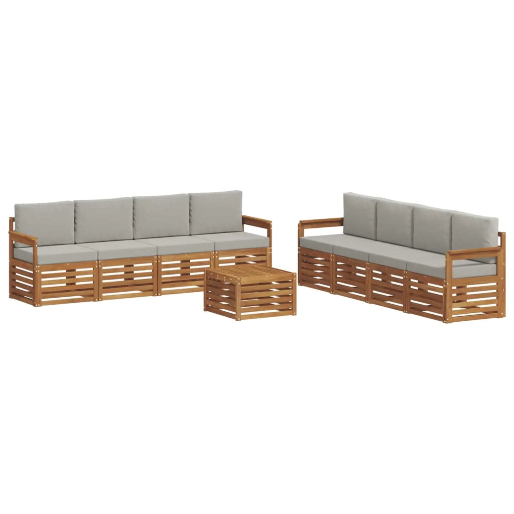 Set divani con cuscino 9 pcs Grigio Naturale e Chiaro 3374556