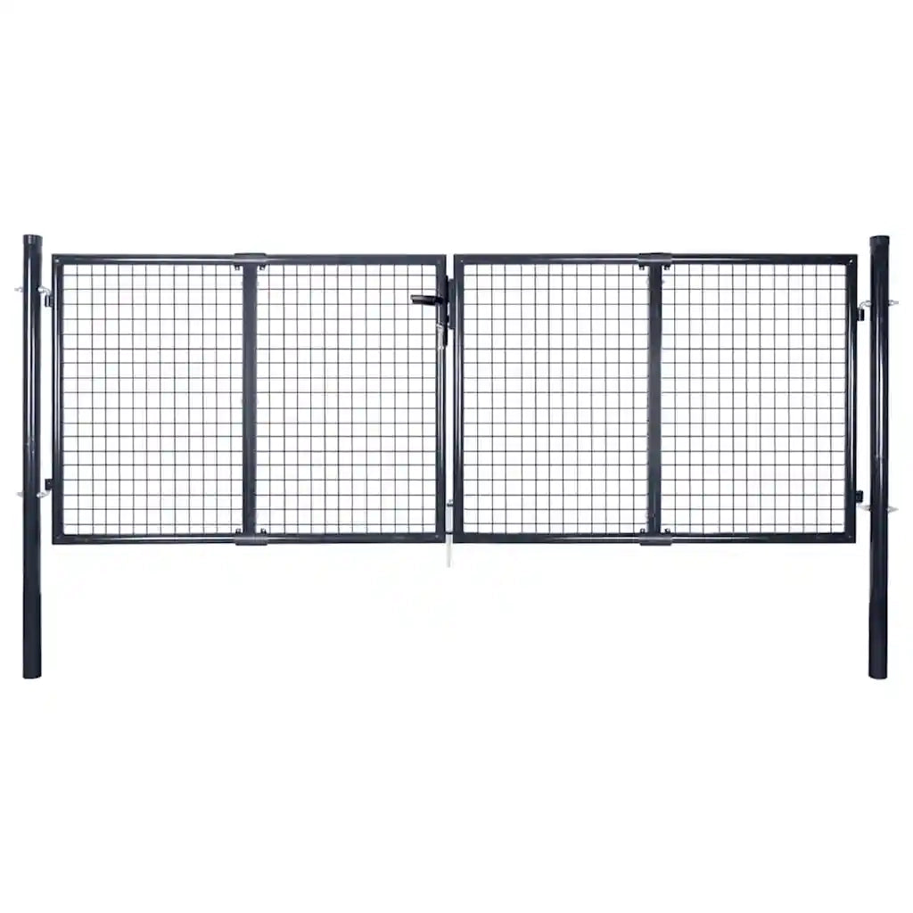 Cancello per Giardino Rete in Acciaio Zincato 289x100 cm Grigio cod mxl 53166