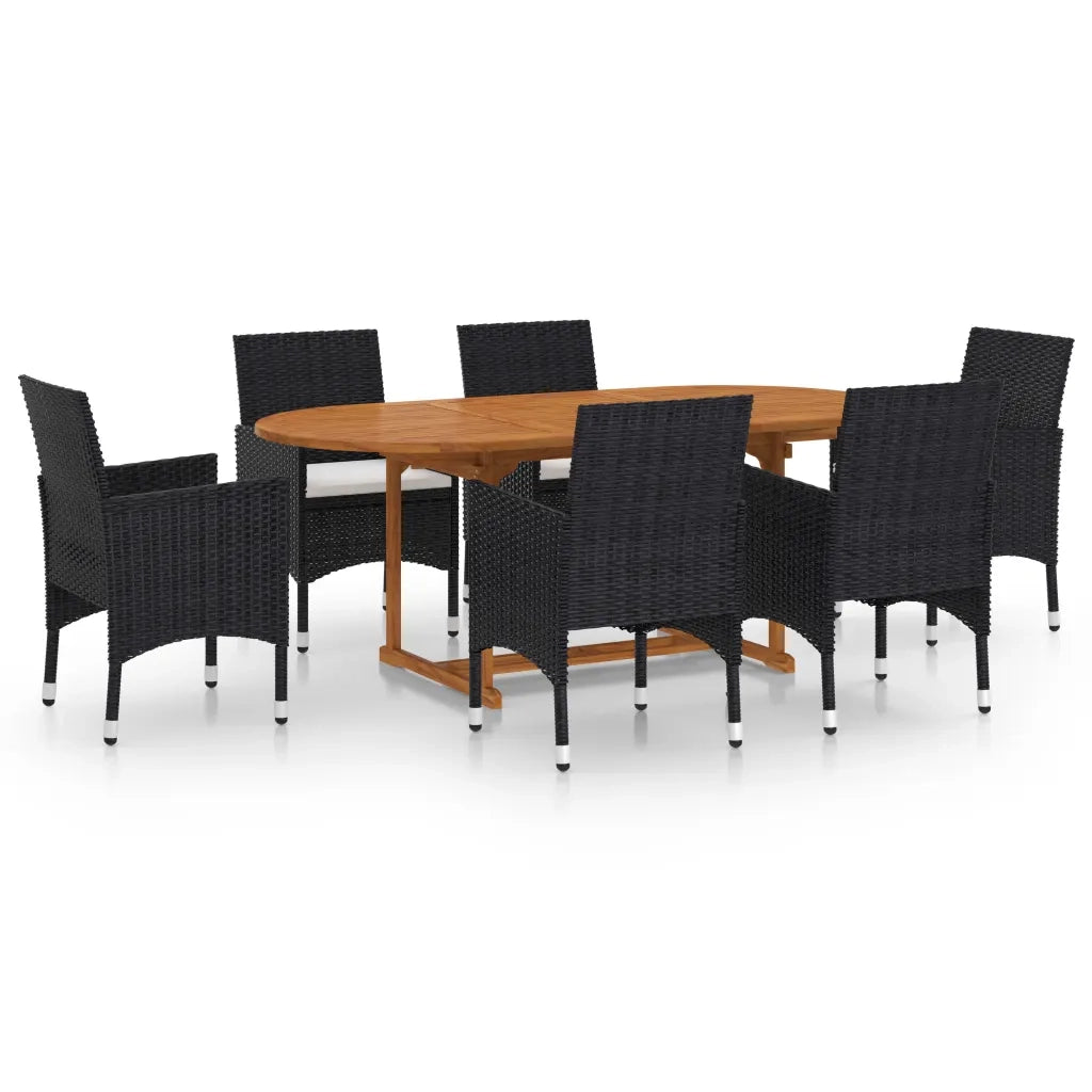 Set Mobili da Pranzo per Giardino 7 pz in Polyrattan Nero 3070751
