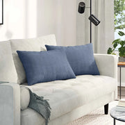 Cuscini da Divano 2 pz-Set di 2 Cuscini per Sofa Blu 60 x 40 cm Tessuto in Cords 332557