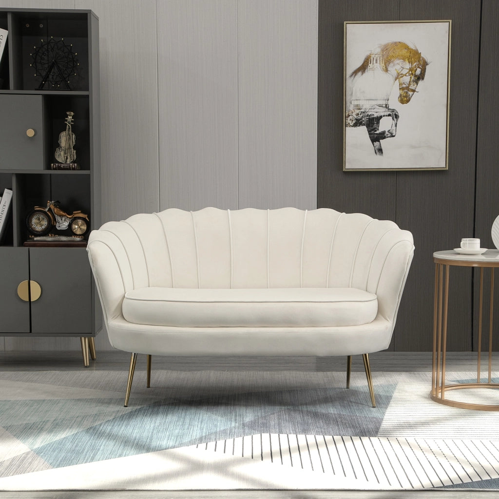 Divano 2 posti in velluto ¨C Minimal ¨C crema