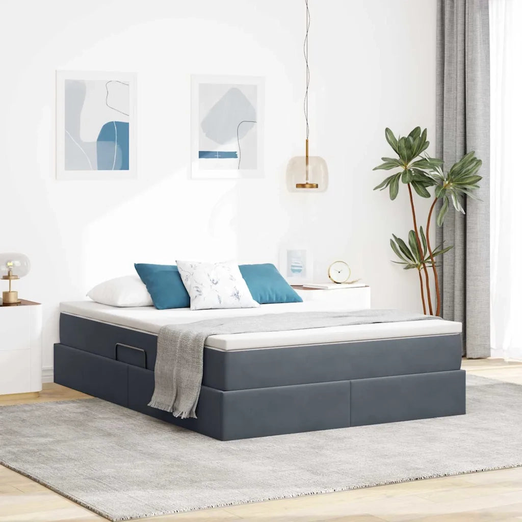 Letto con contenitore e materasso Grigio scuro 140 x 200 cm 3370306