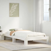 Letto senza Materasso-Struttura Letto Bianco 75x190 in Legno Massello di Pino 219771