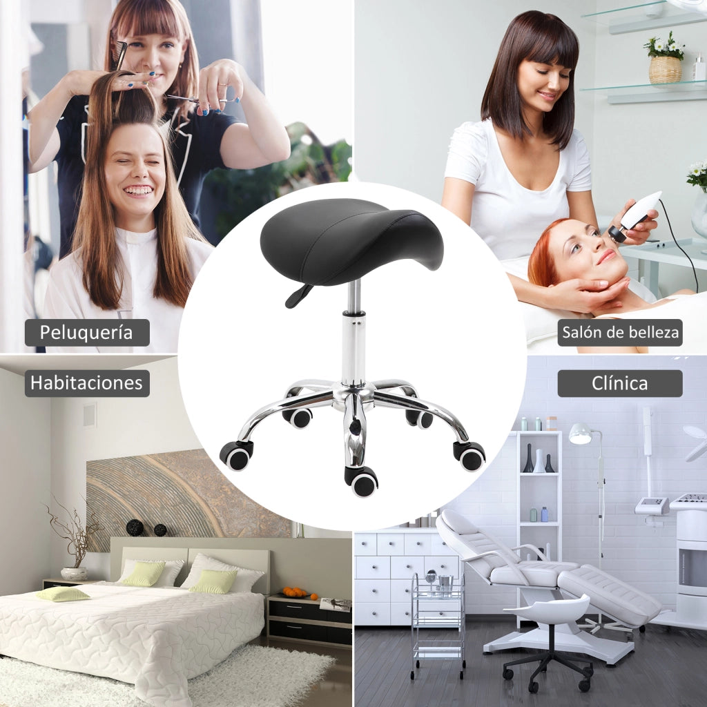 Sgabello Girevole con Altezza Regolabile ¨C Minimal ¨C Nero 52x53x49-61 cm
