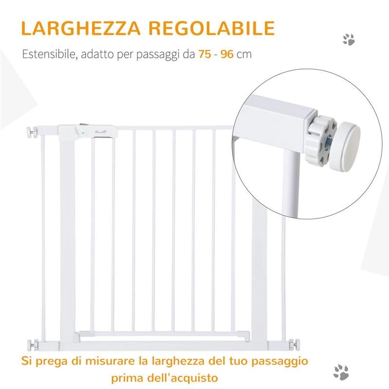 CANCELLETTO DI SICUREZZA PER CANI, FISSAGGIO A PRESSIONE LARGHEZZA REGOLABILE 75-96CM