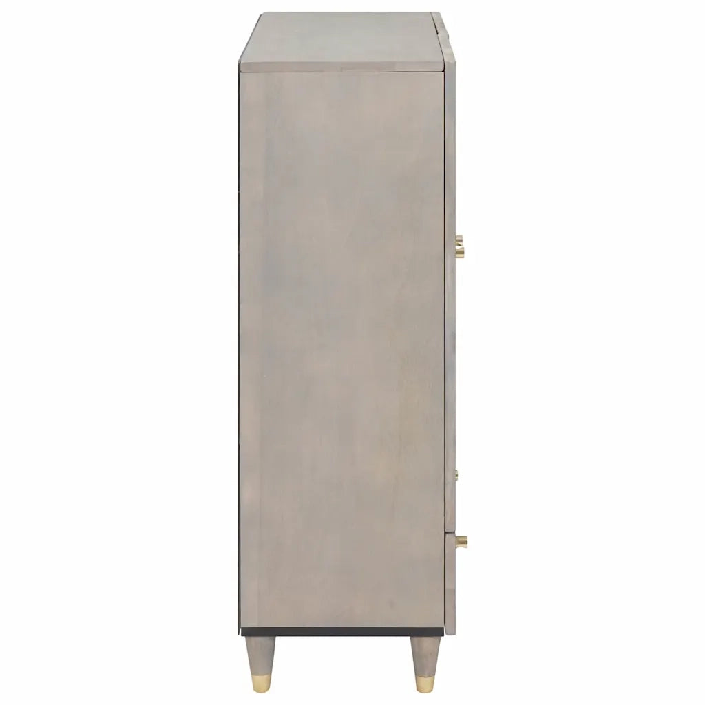 Credenza Grigio e Oro 60 x 33 x 100 cm Legno di mango massello 4018802